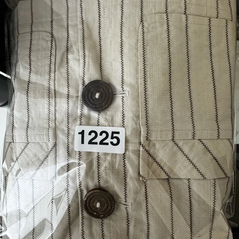 Tibi Women’s Striped Cotton Blazer Jacket Beige Brown Button Front Size 2 - Picture 12 of 12